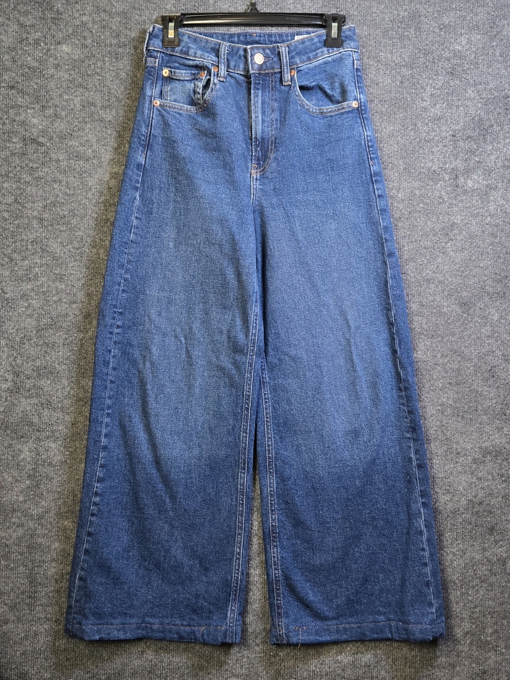 Gap Jeans Womens 2 Petite Blue Denim Wide Leg Hi Rise Copper Rivets